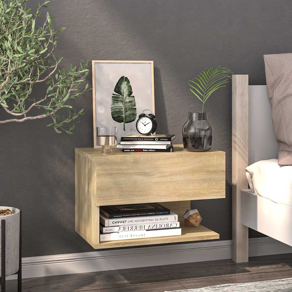 vidaXL Wall-Mounted Bedside Table White