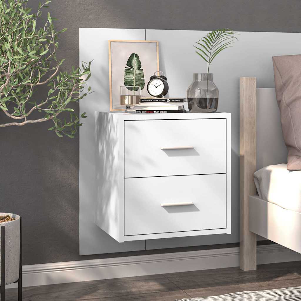 vidaXL Wall-Mounted Nightstand White