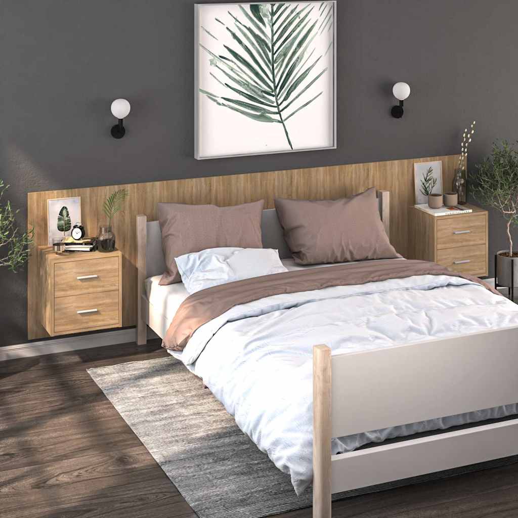 vidaXL Wall-Mounted Nightstand White
