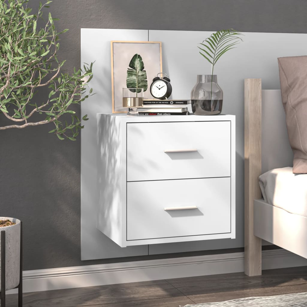 vidaXL Wall-Mounted Nightstand White