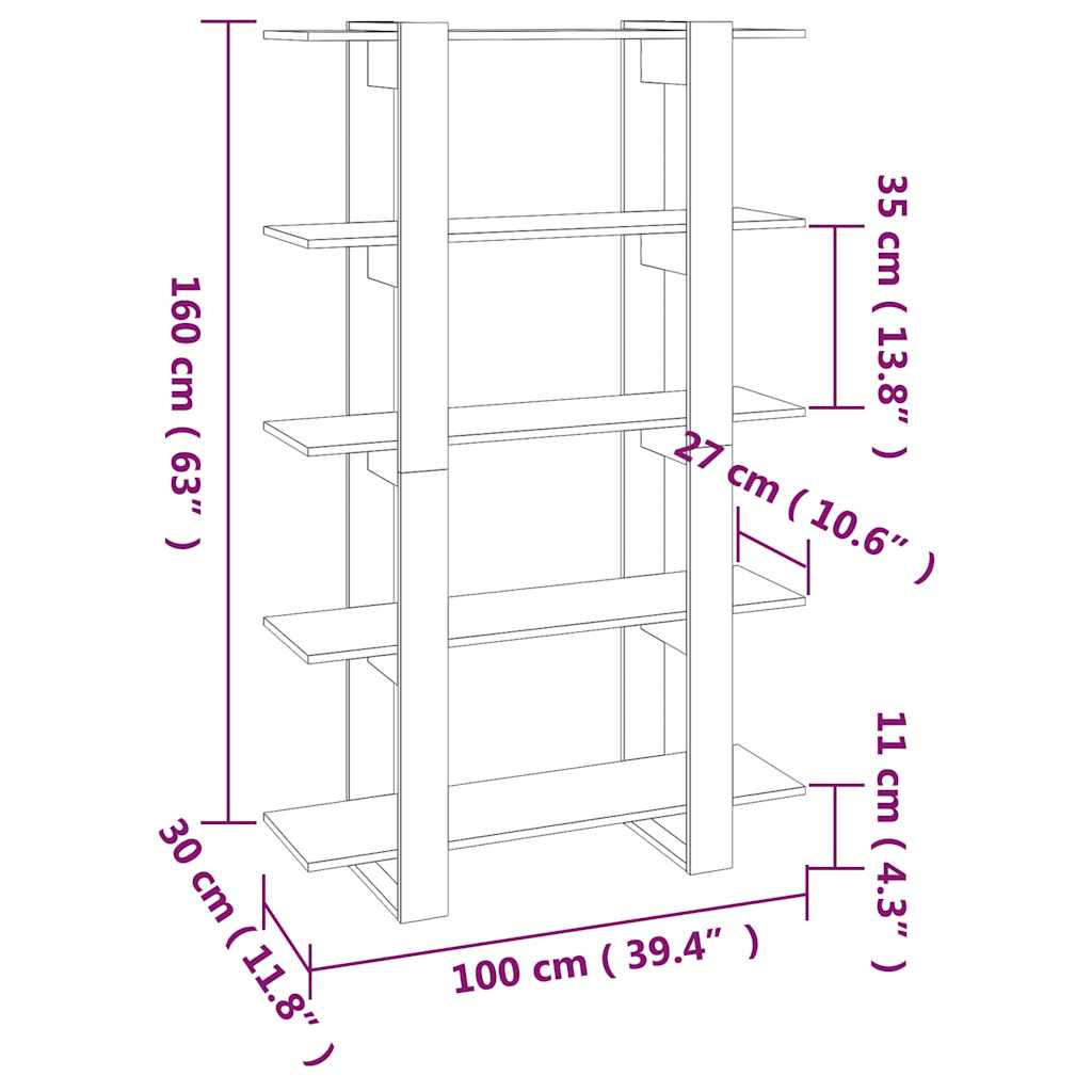 vidaXL Bookcase/Room Divider 100x30x160 cm White