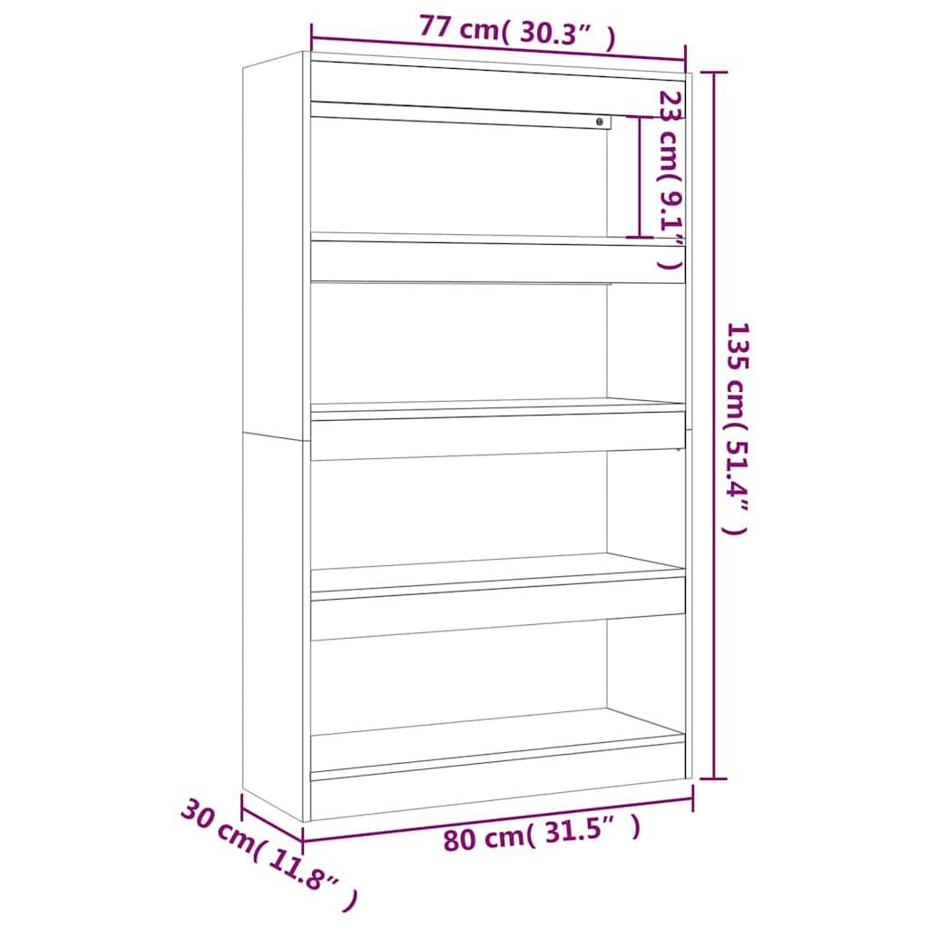 vidaXL Bookshelf/Room Divider 80x30x135 cm Engineered Wood White