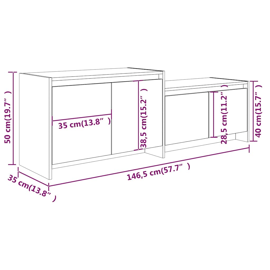 vidaXL Tv-meubel 146,5x35x50 cm bewerkt hout wit