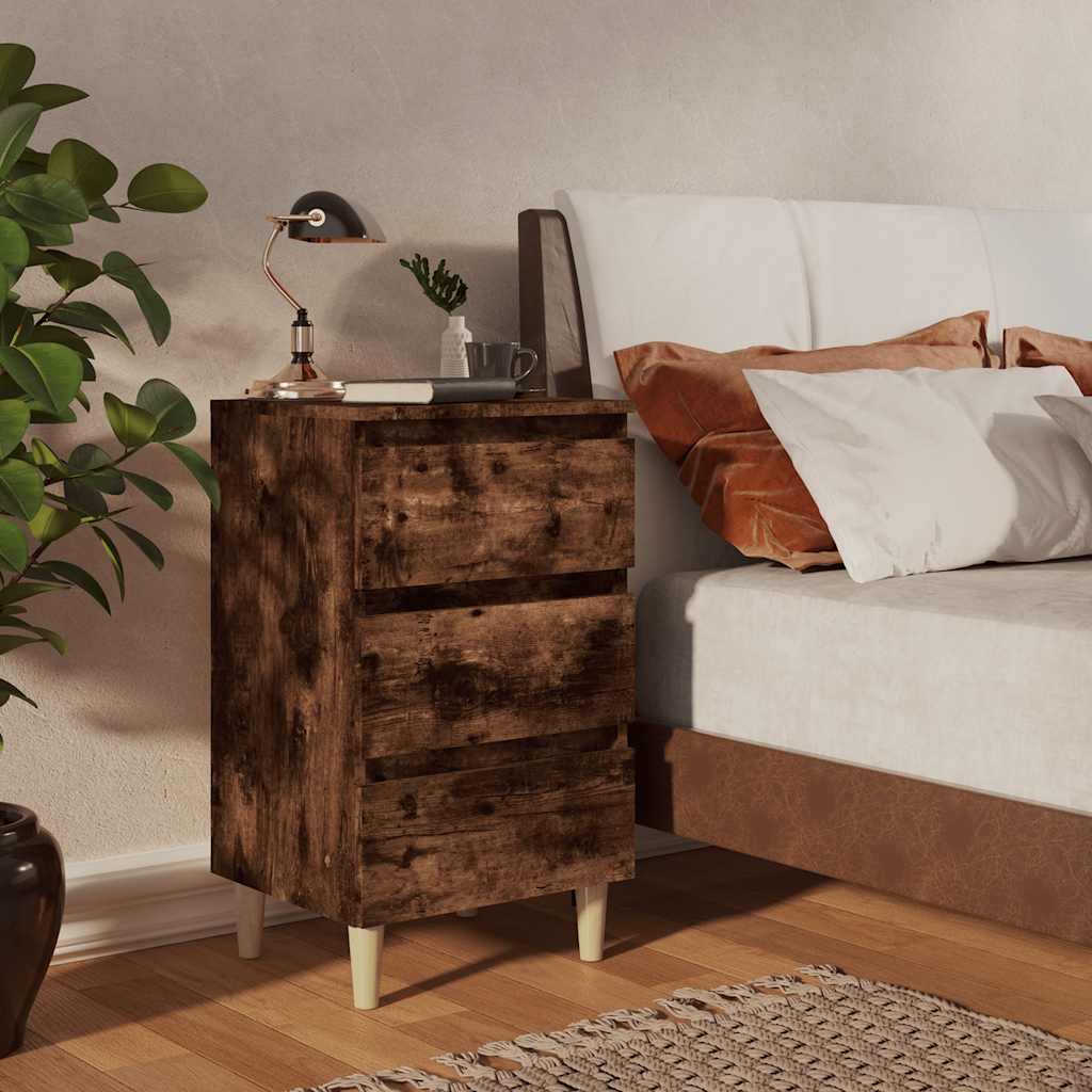 vidaXL Nightstand with Solid Wood Legs 40x35x69 cm White