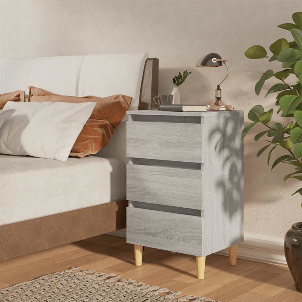 vidaXL Nightstand with Solid Wood Legs 40x35x69 cm White