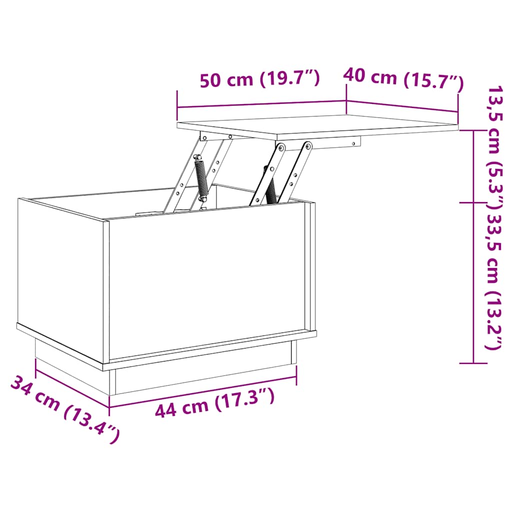 vidaXL Salontafel 40x50x35 cm massief grenenhout