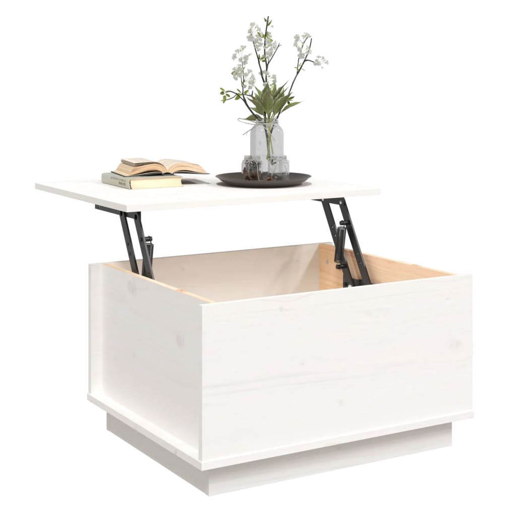 vidaXL Salontafel 60x50x35 cm massief grenenhout wit