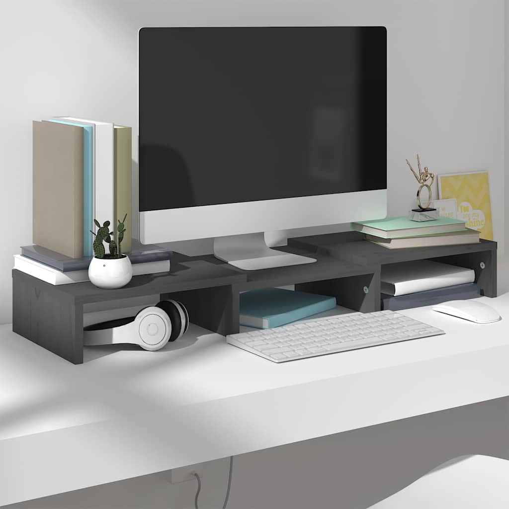 vidaXL Monitorstandaard 60x24x10,5 cm massief grenenhout