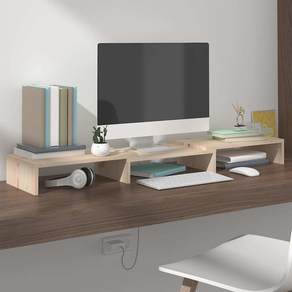 vidaXL Monitorstandaard 60x24x10,5 cm massief grenenhout