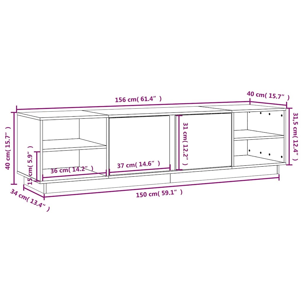 vidaXL Tv-meubel 156x40x40 cm massief grenenhout