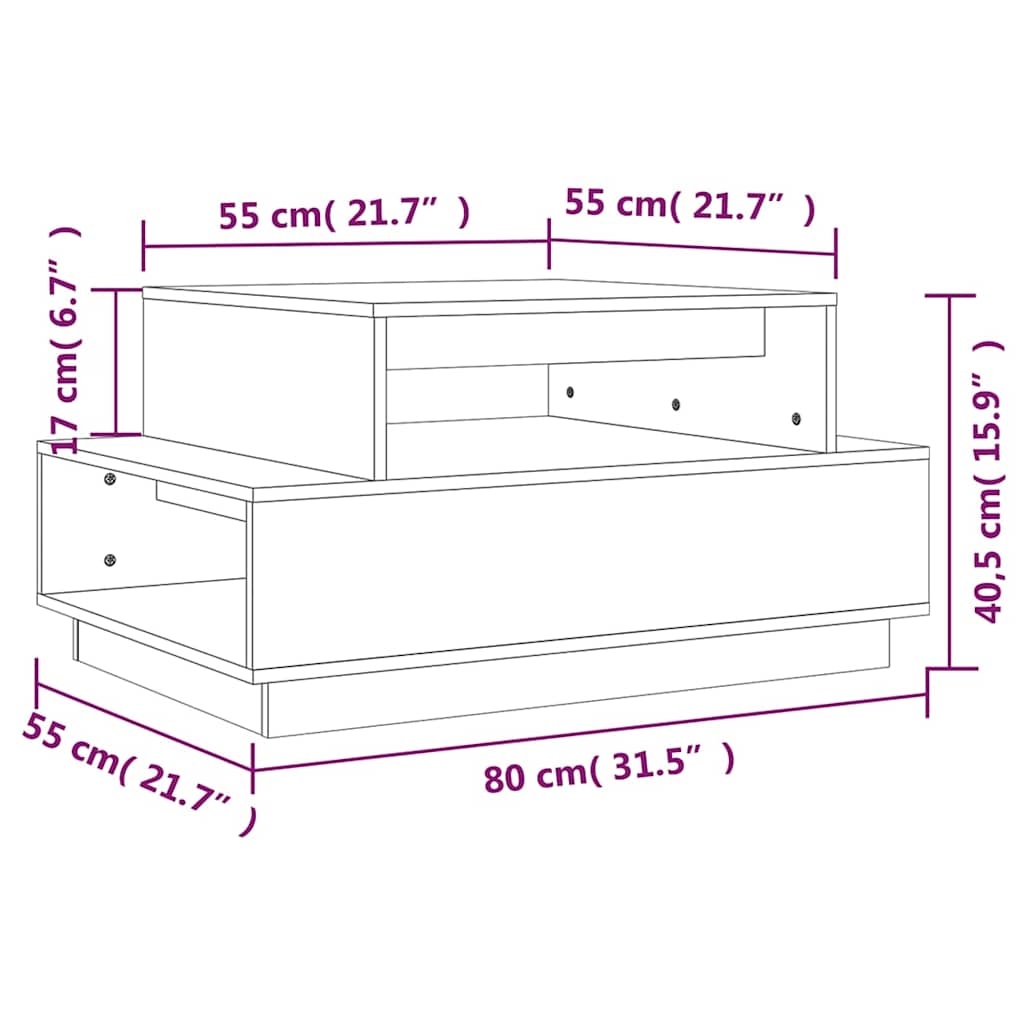 vidaXL Salontafel 80x55x40,5 cm massief grenenhout