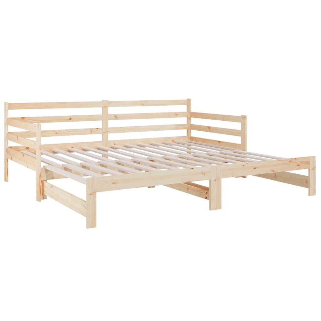 vidaXL Slaapbank uitschuifbaar 2x(80x200) cm massief grenenhout
