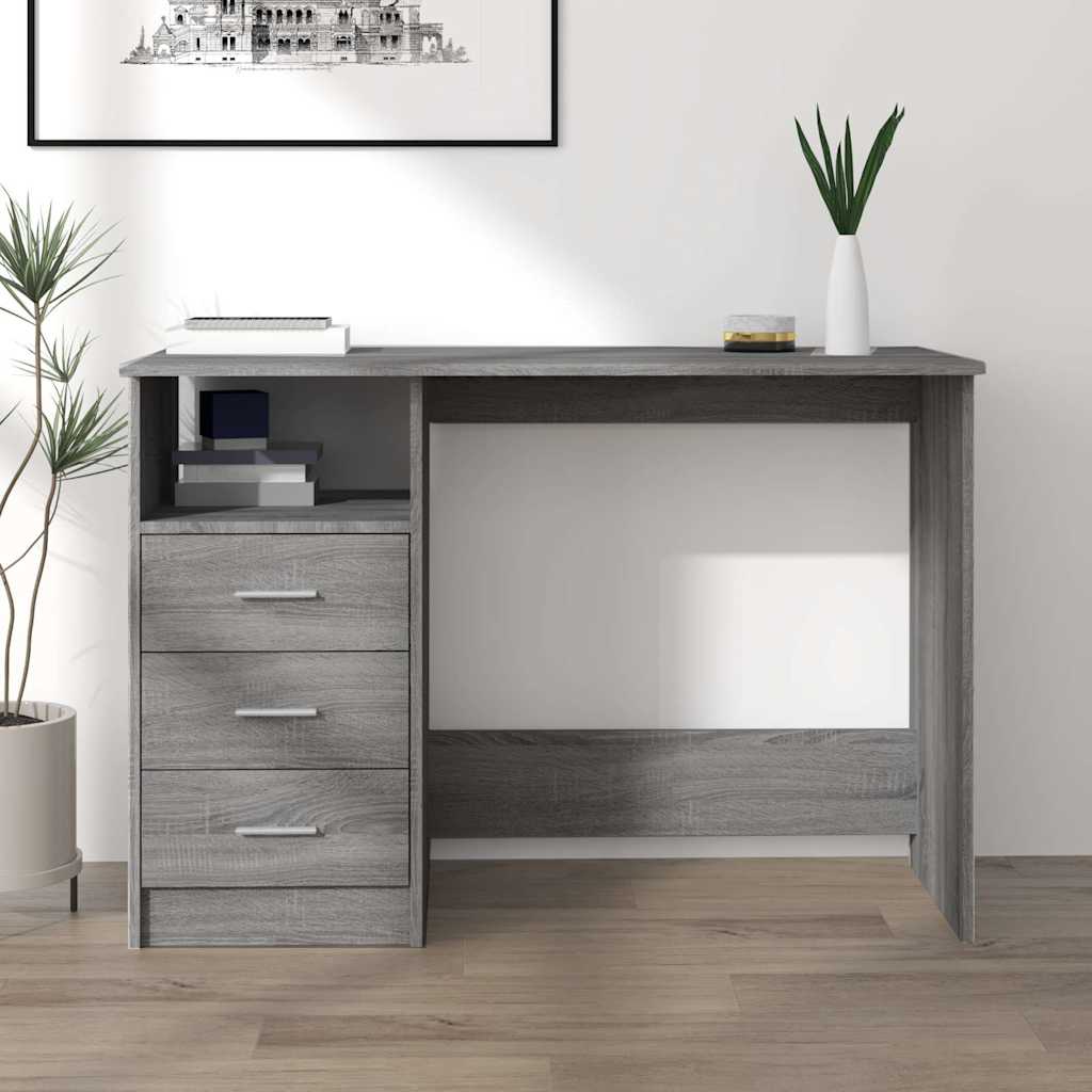 vidaXL Bureau met lades 110x50x76 cm spaanplaat wit