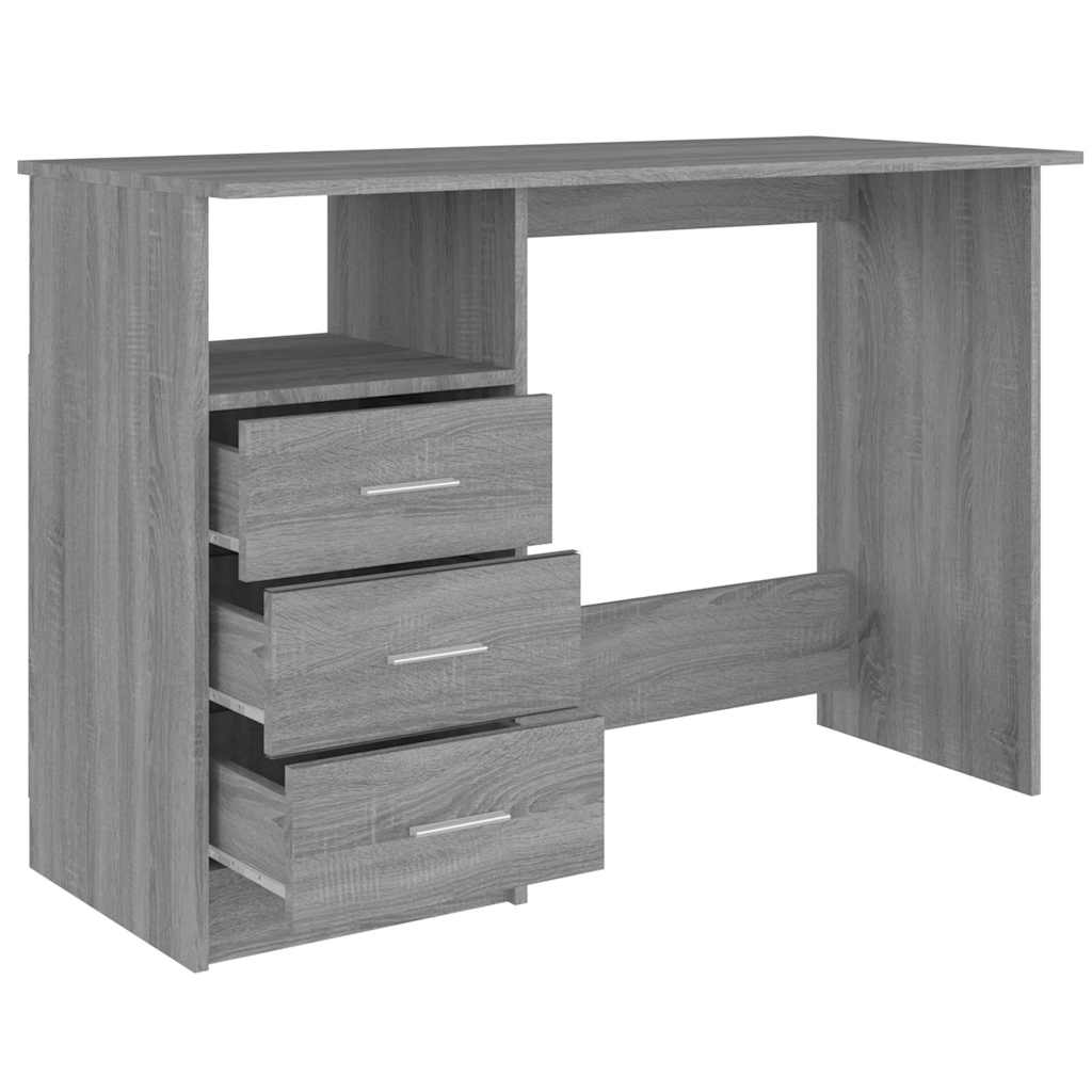 vidaXL Bureau met lades 110x50x76 cm spaanplaat wit