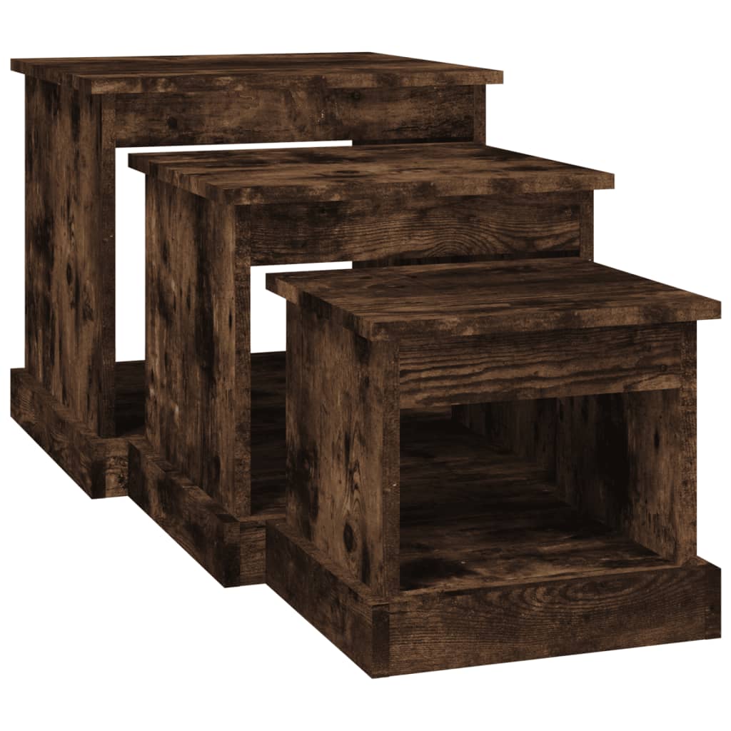 vidaXL 3-delige Salontafelset bewerkt hout wit