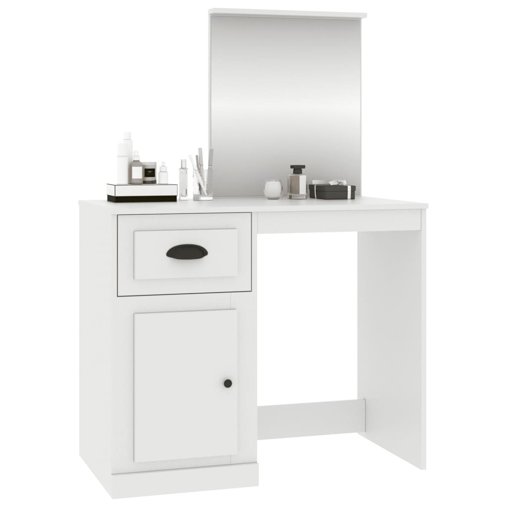 vidaXL Kaptafel met spiegel 90x50x132,5 cm bewerkt hout wit