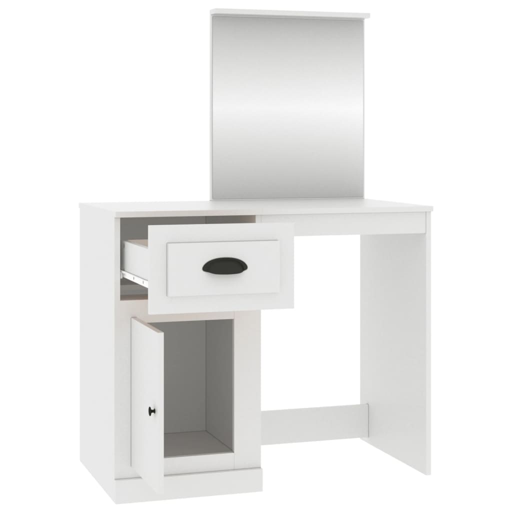 vidaXL Kaptafel met spiegel 90x50x132,5 cm bewerkt hout wit