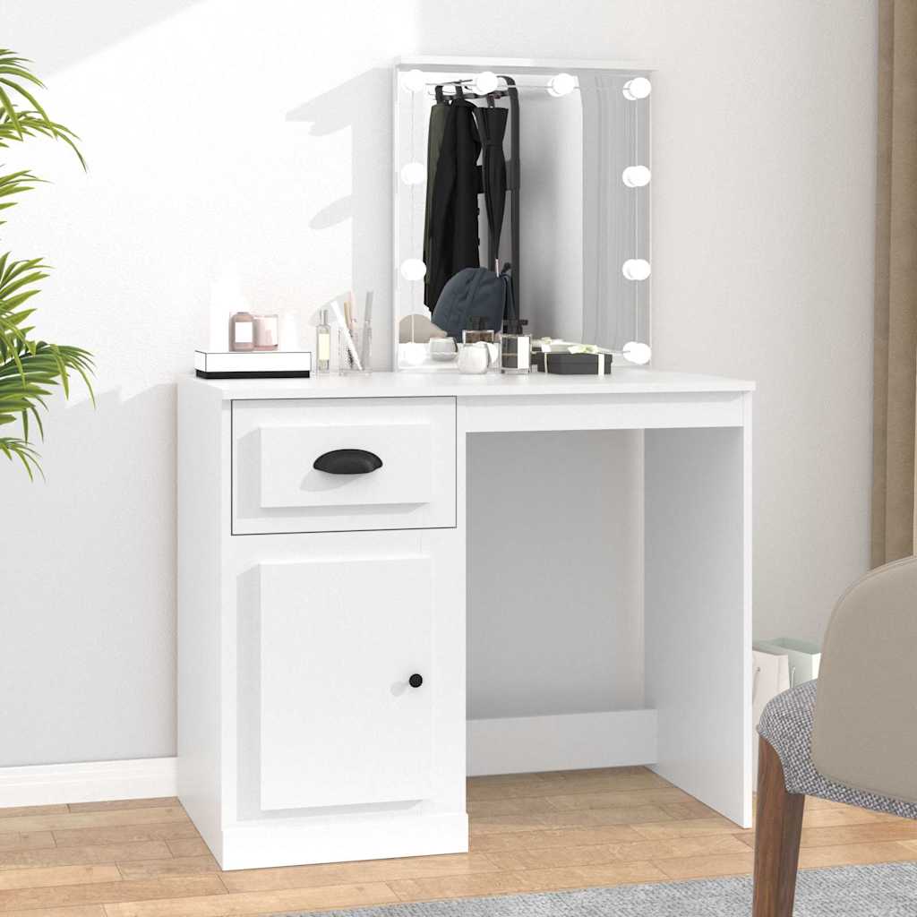 vidaXL Kaptafel met spiegel 90x50x132,5 cm bewerkt hout wit