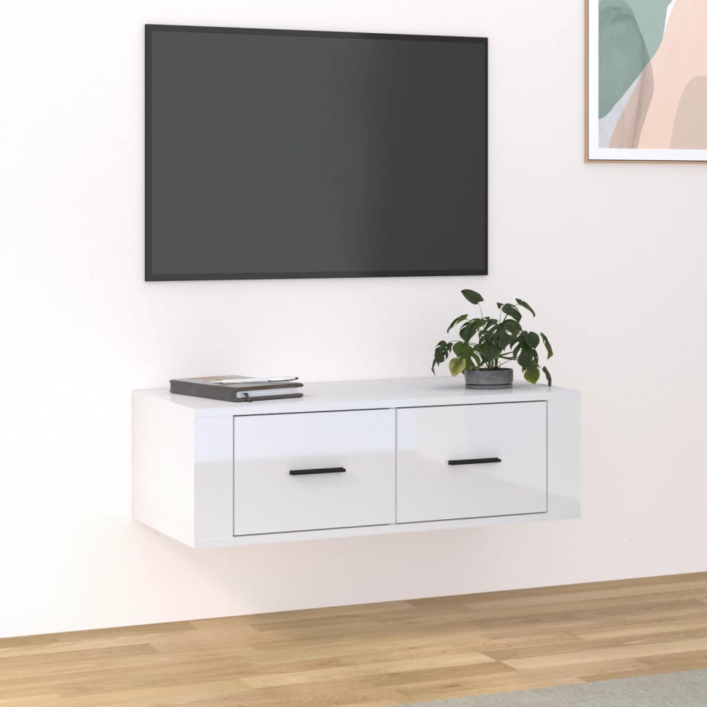 vidaXL Tv-hangmeubel 80x36x25 cm bewerkt hout wit