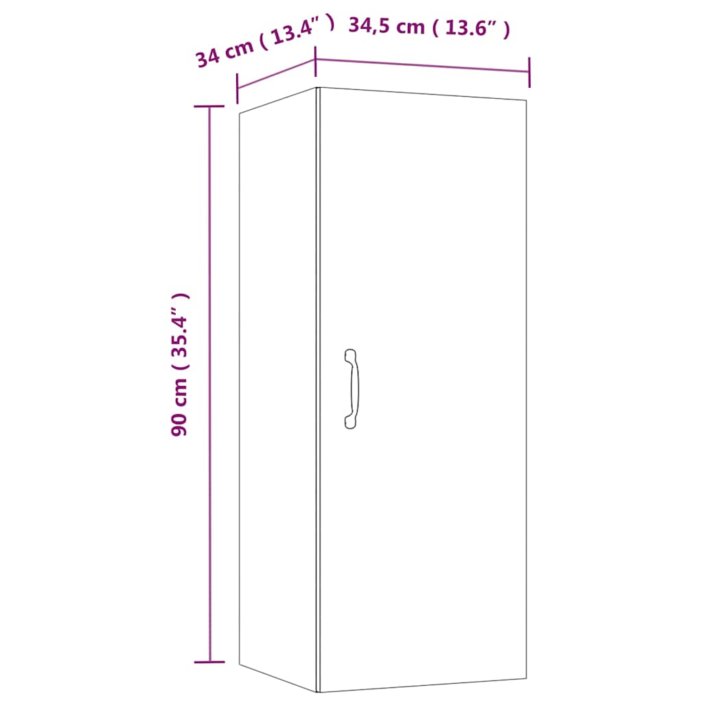 vidaXL Wall cabinet 34.5x34x90 cm engineered wood concrete grey