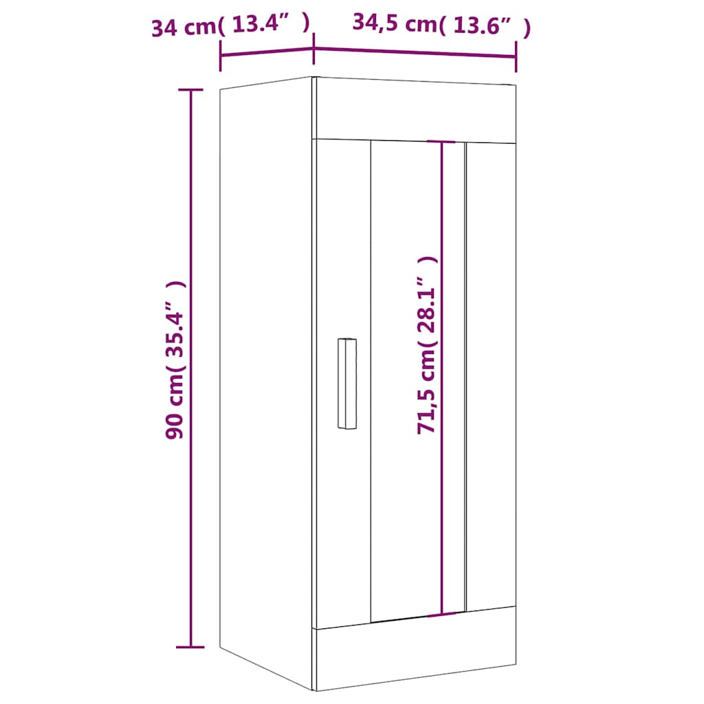 vidaXL Wandkast 34,5x34x90 cm wit