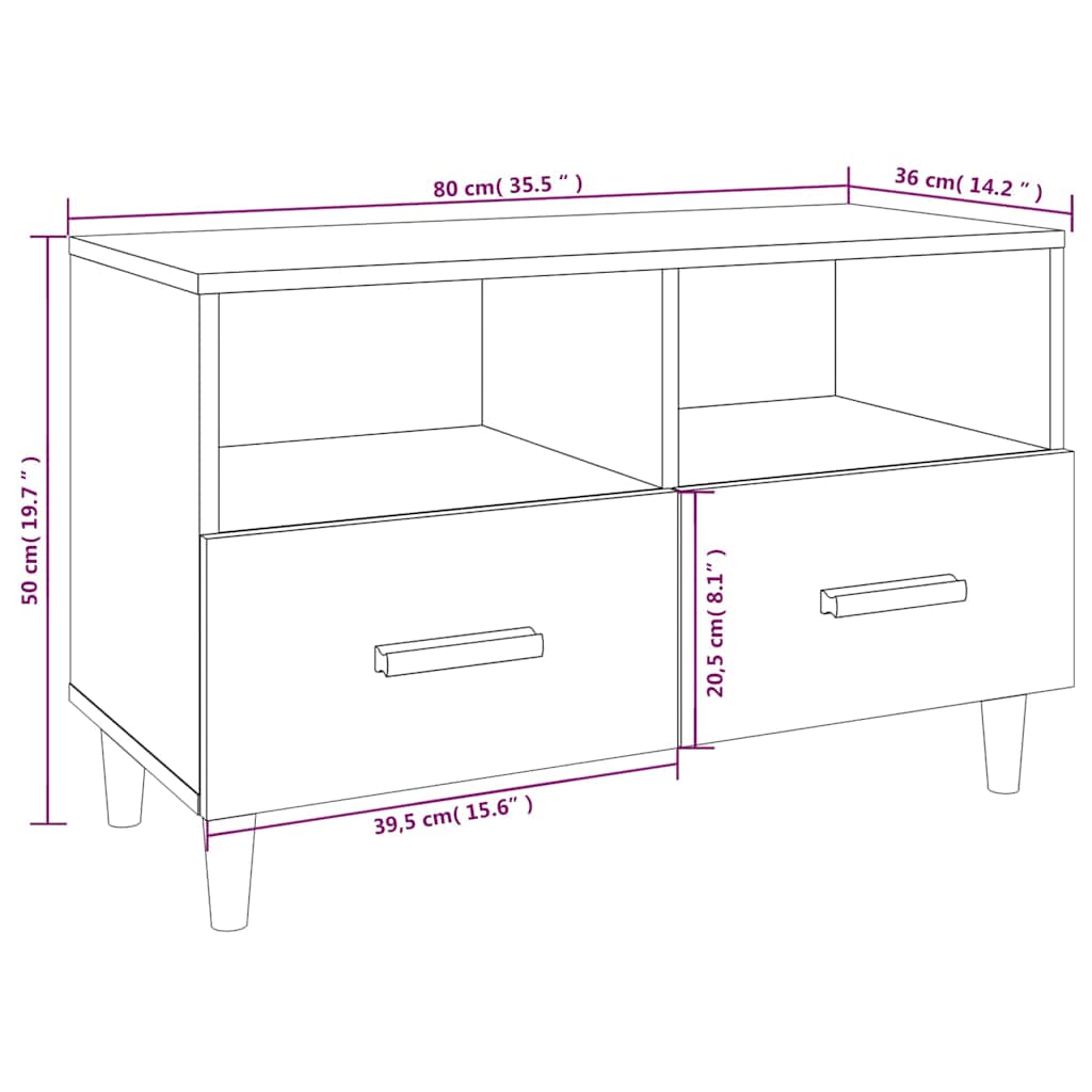 vidaXL Tv-meubel 80x36x50 cm bewerkt hout zwart