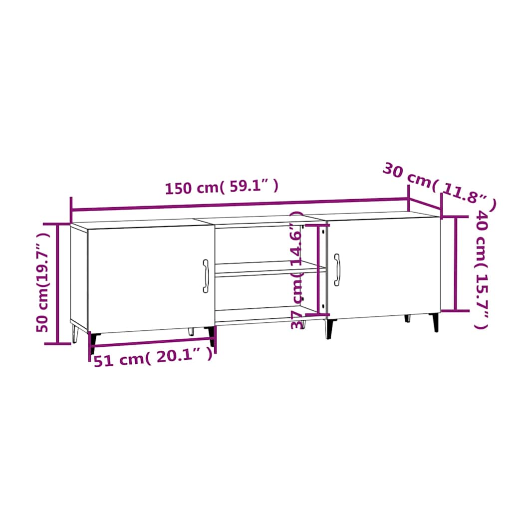 vidaXL Tv-meubel 150x30x50 cm bewerkt hout bruin eikenkleur
