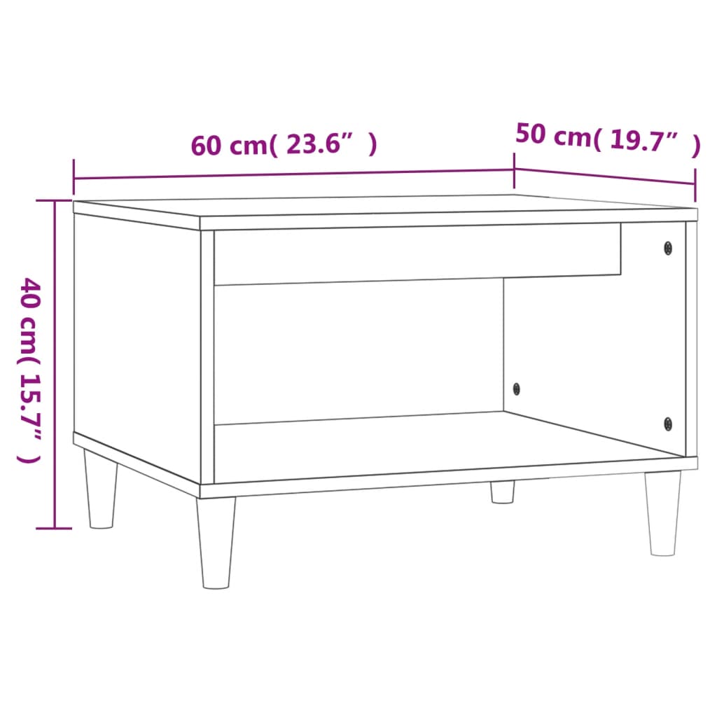 vidaXL Salontafel 60x50x40 cm bewerkt hout zwart