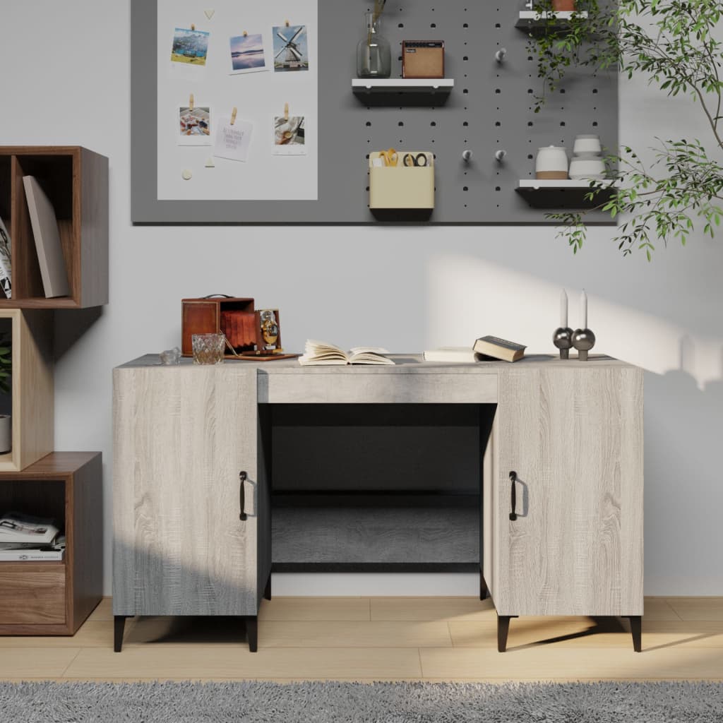 vidaXL Bureau met opslag Oudhout 140 x 50 x 75 cm Bewerkt hout