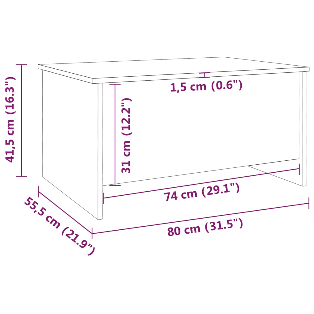 vidaXL Salontafel 102x55,5x52,5 cm bewerkt hout wit
