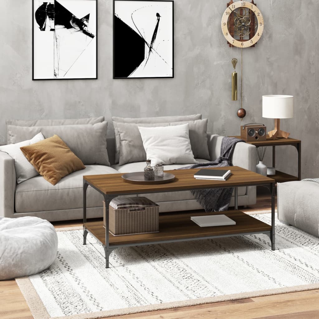 vidaXL Salontafel 100x50x40 cm bewerkt hout zwart eikenkleurig