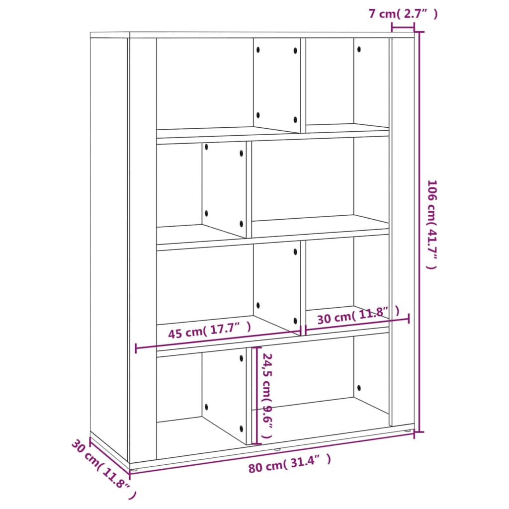 vidaXL Dressoir 80x30x106 cm bewerkt hout wit