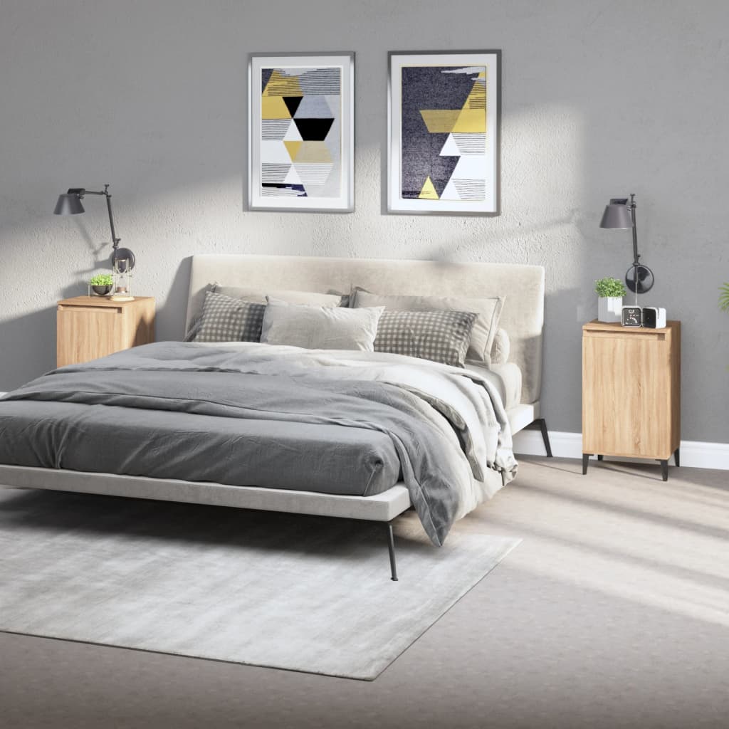 vidaXL Nachtkastje 40x35x70 cm bewerkt hout wit