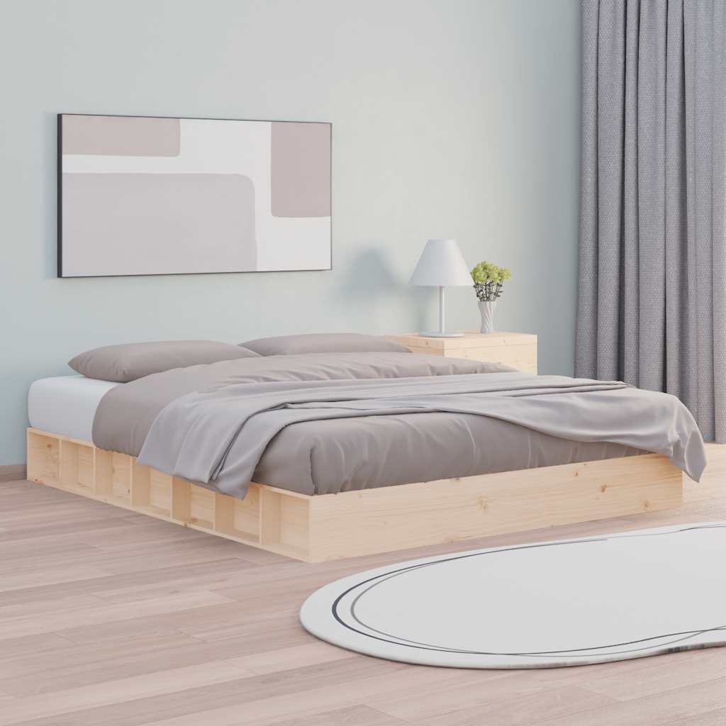 vidaXL Cadre de lit sans matelas massif vert grenenhout wasbruin 200x200 cm