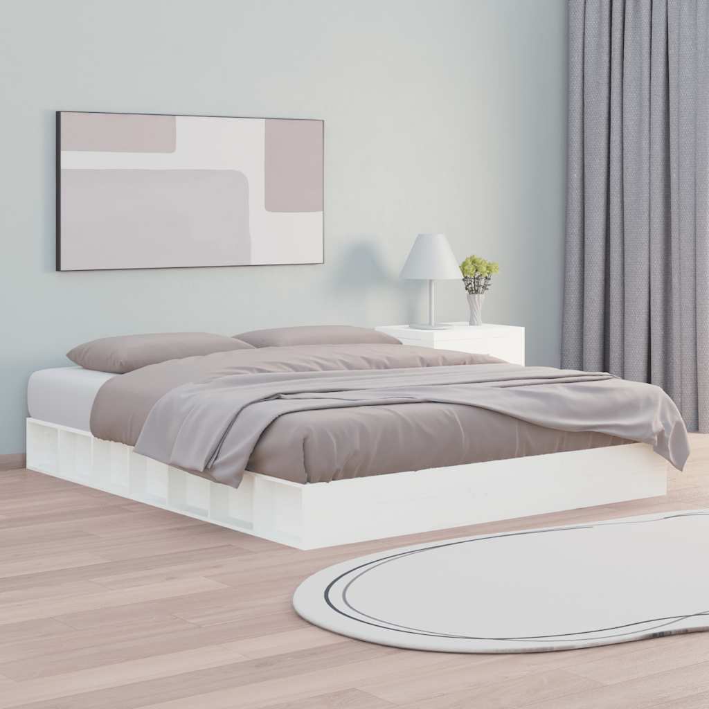vidaXL Cadre de lit sans matelas massif vert grenenhout wasbruin 200x200 cm