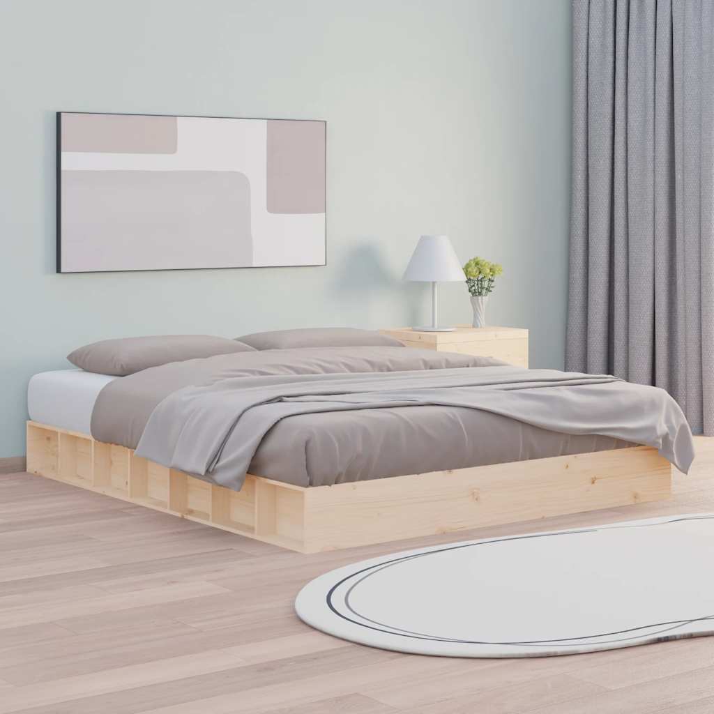 vidaXL Cadre de lit sans matelas massif vert grenenhout wasbruin 200x200 cm