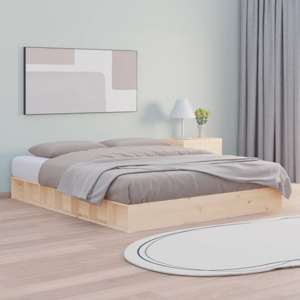 vidaXL Cadre de lit sans matelas massif vert grenenhout wasbruin 200x200 cm
