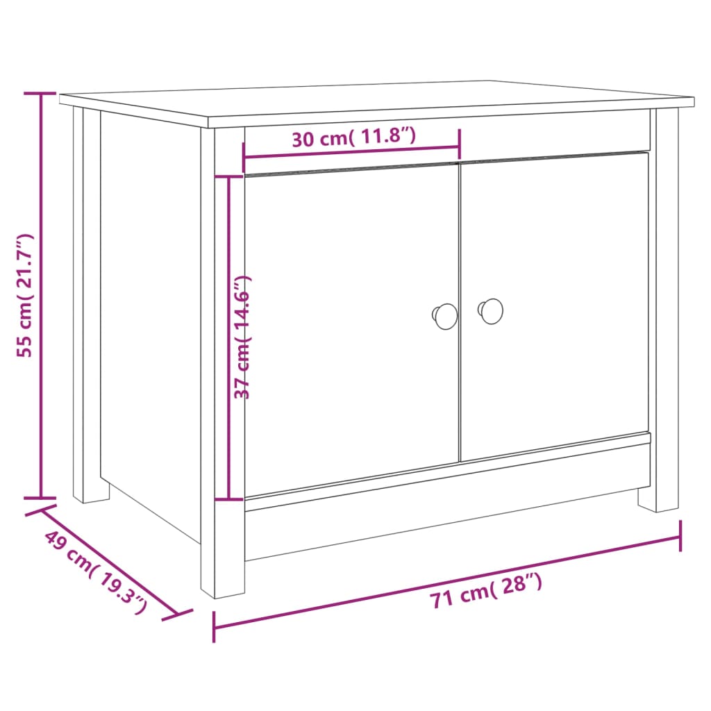 vidaXL Salontafel 71x49x55 cm massief grenenhout