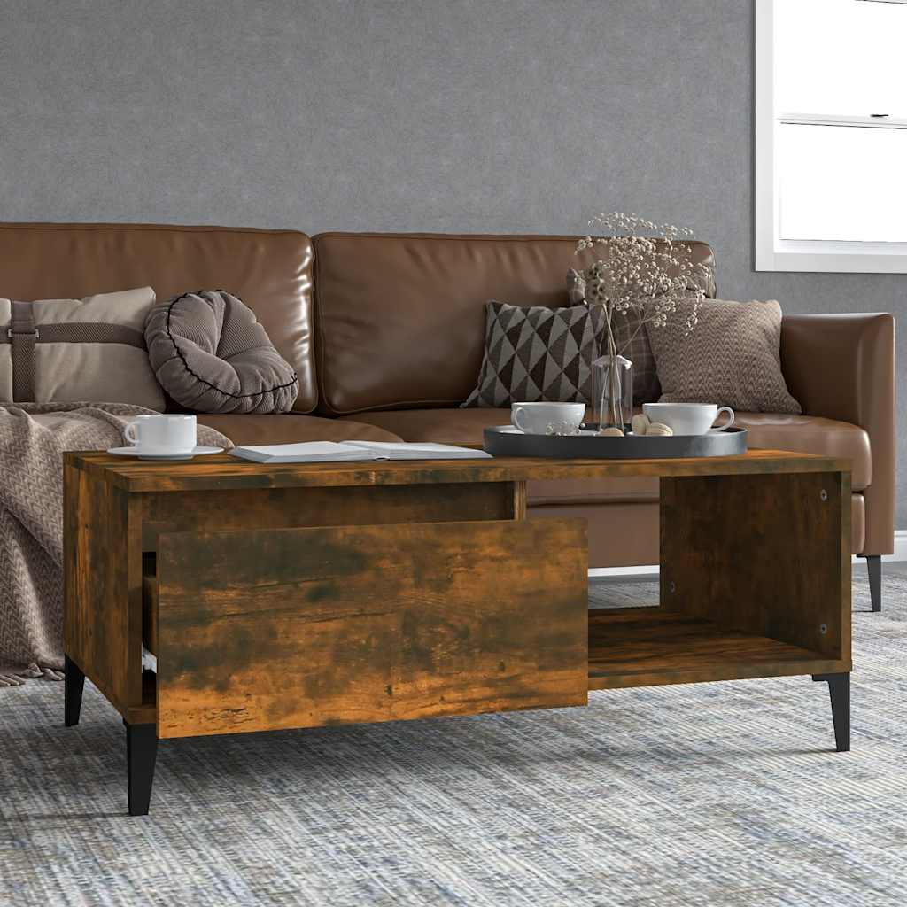 vidaXL Salontafel 90x50x36,5 cm bewerkt hout wit