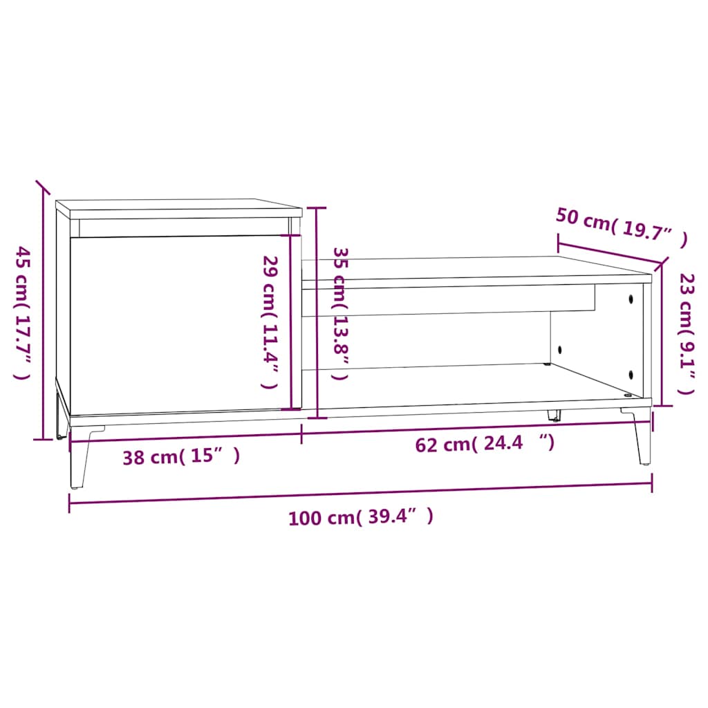 vidaXL Coffee Table 100x50x45 cm Engineered Wood White