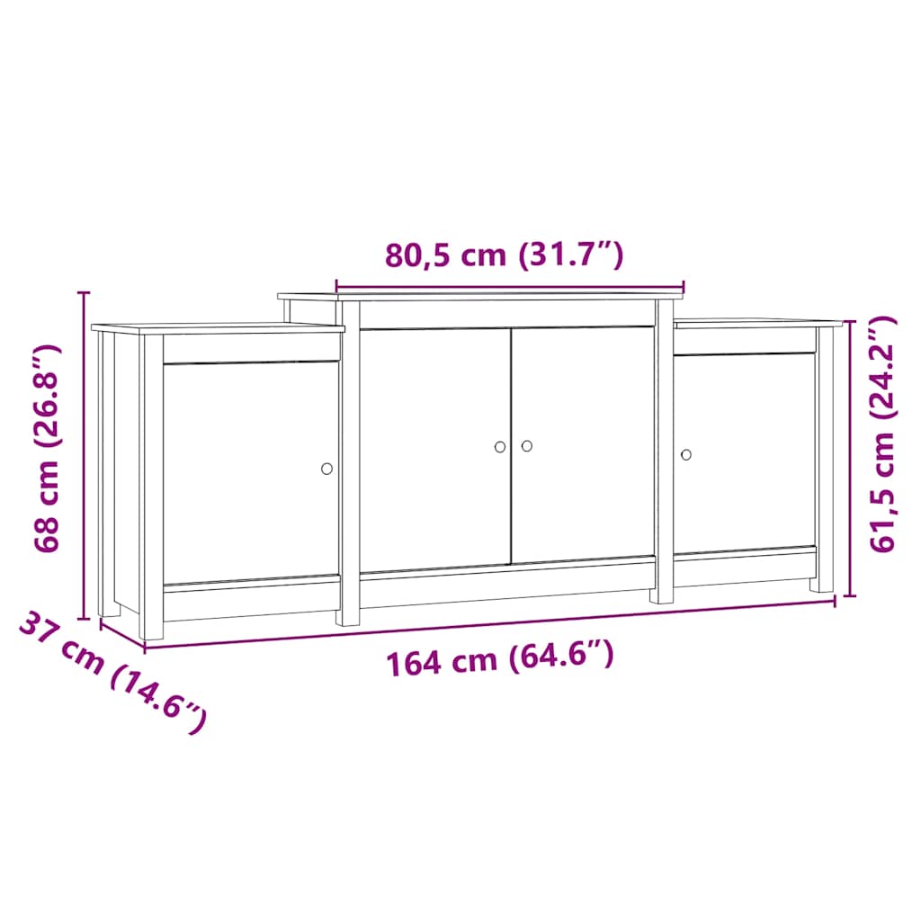 vidaXL Dressoir 164x37x68 cm massief grenenhout