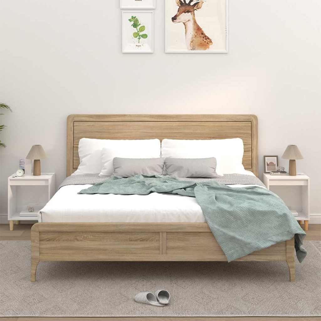 vidaXL Nachtkastje 40x35x50 cm bewerkt hout wit