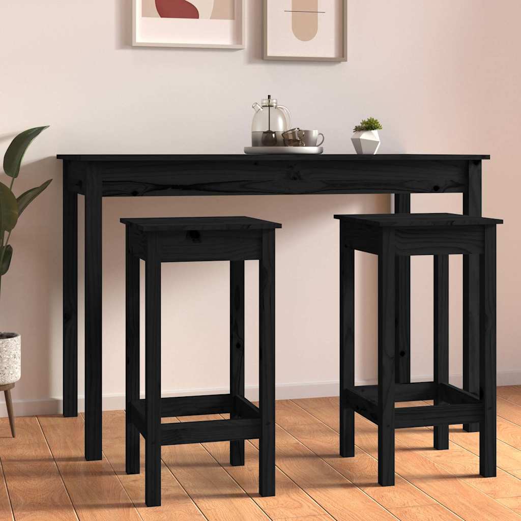 vidaXL Bar Stools 2 pcs 40x40x78 cm Solid Pinewood Black