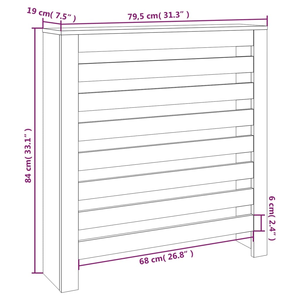 vidaXL Radiator Cover 79.5x19x84 cm Solid Pine Wood