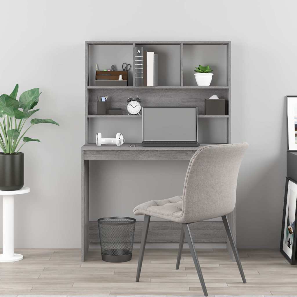 vidaXL Bureau met schappen 102x45x148 cm bewerkt hout wit