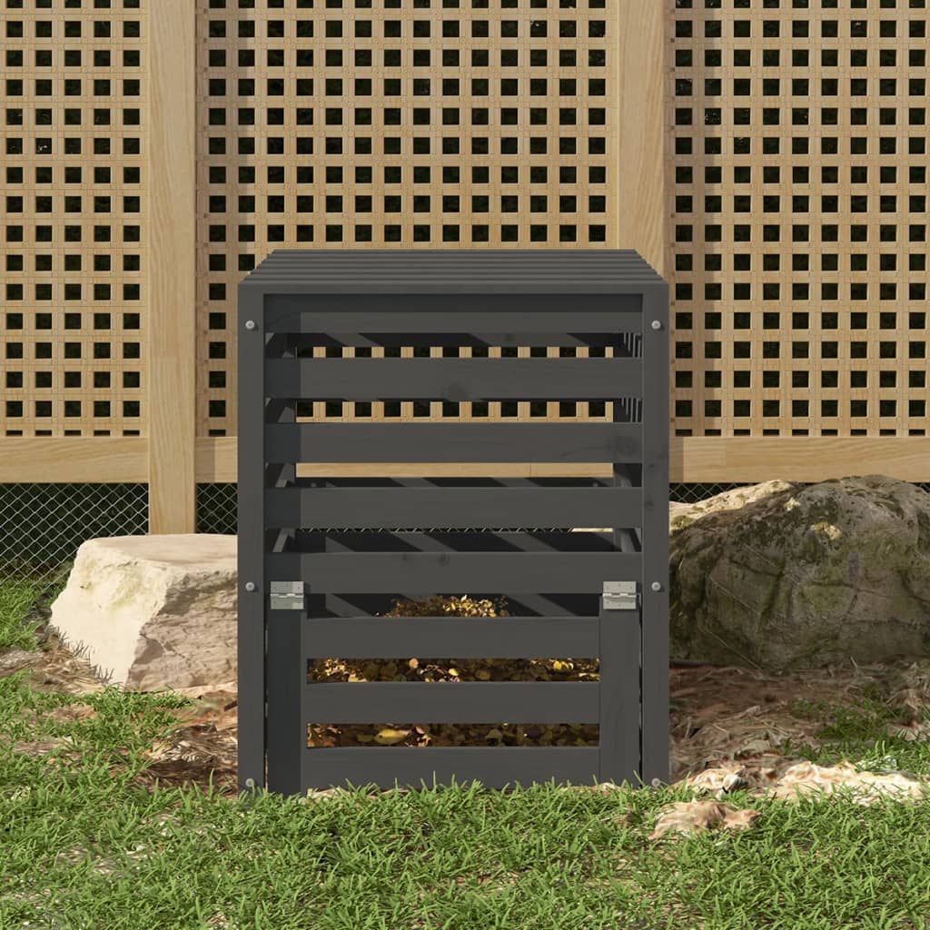 vidaXL Compostbak 63,5x63,5x77,5 cm massief grenenhout