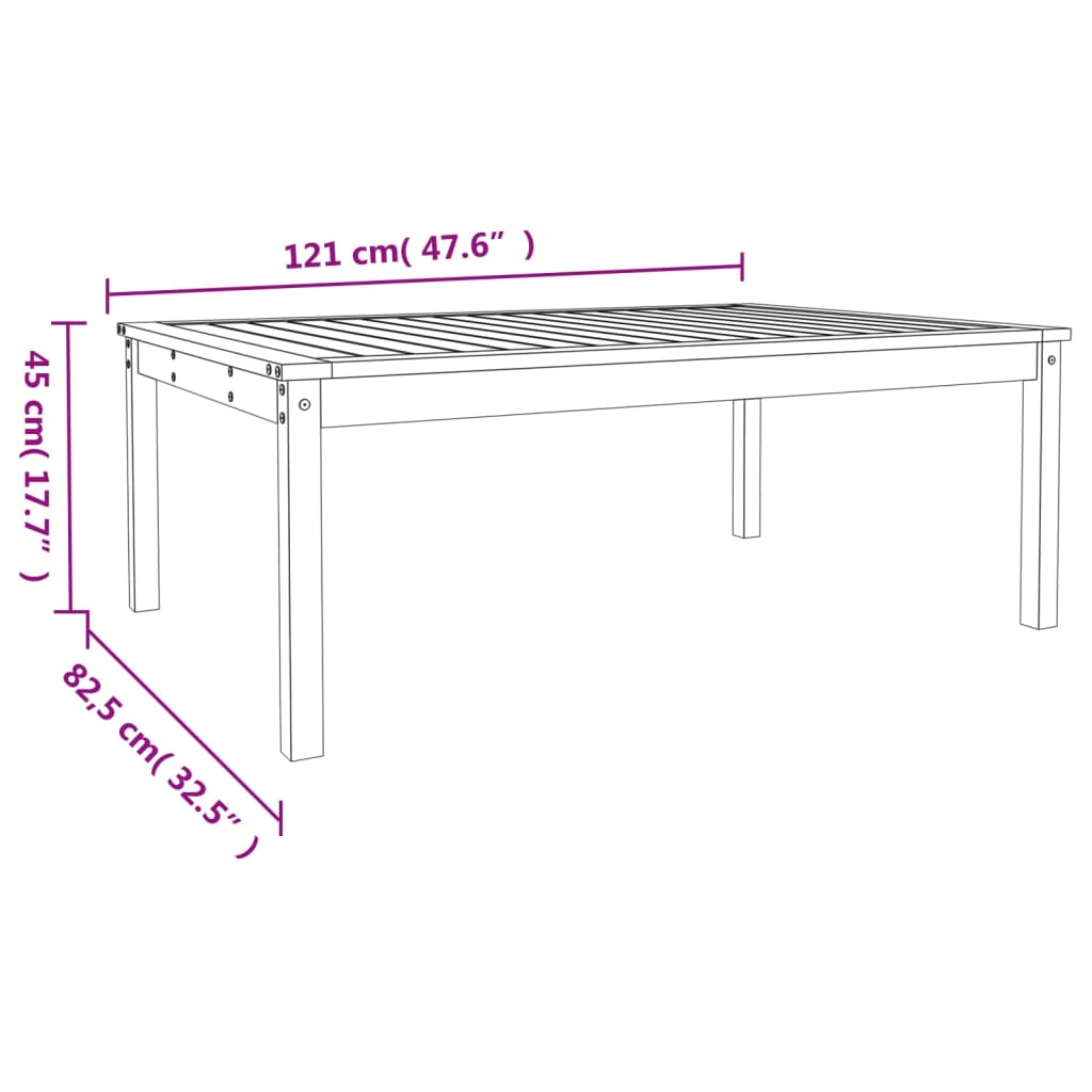 vidaXL Tuintafel 82,5x50,5x45 cm massief grenenhout
