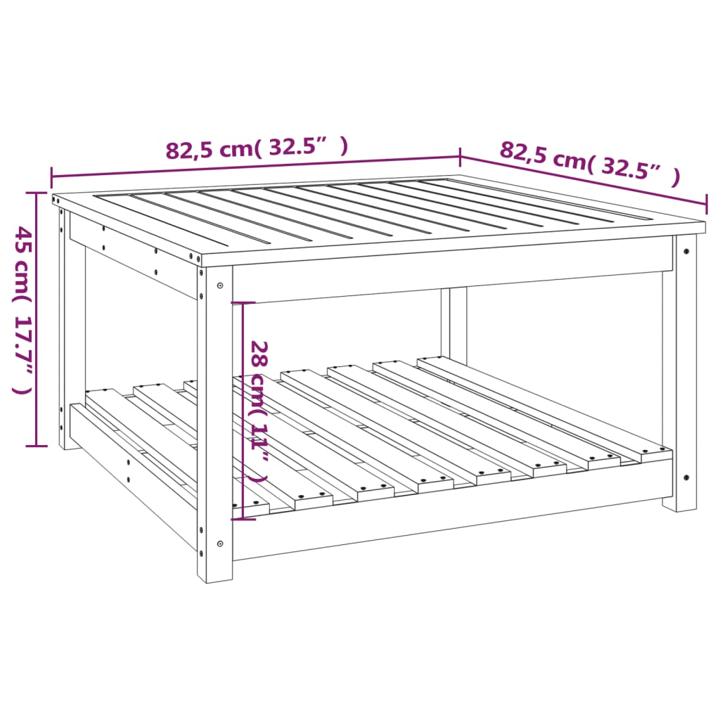vidaXL Tuintafel 82,5x50,5x45 cm massief grenenhout