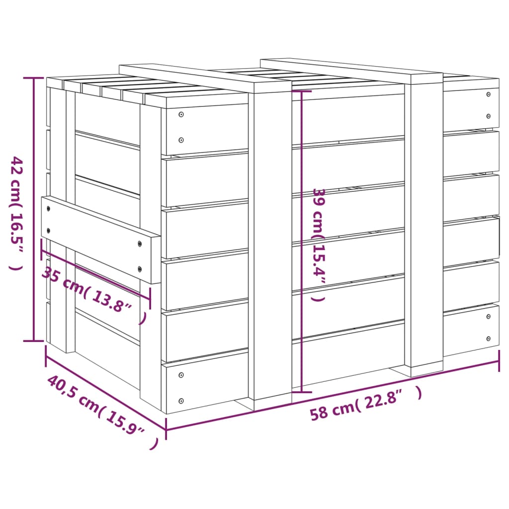 vidaXL Opbergbox 58x40,5x42 cm massief grenenhout