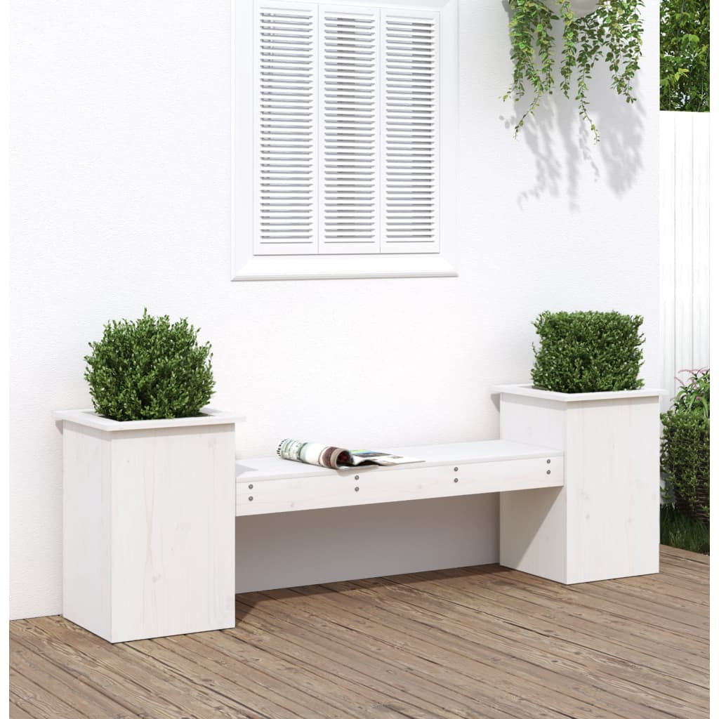 vidaXL Bankje met plantenbakken 184,5x39,5x56,5 cm grenenhout